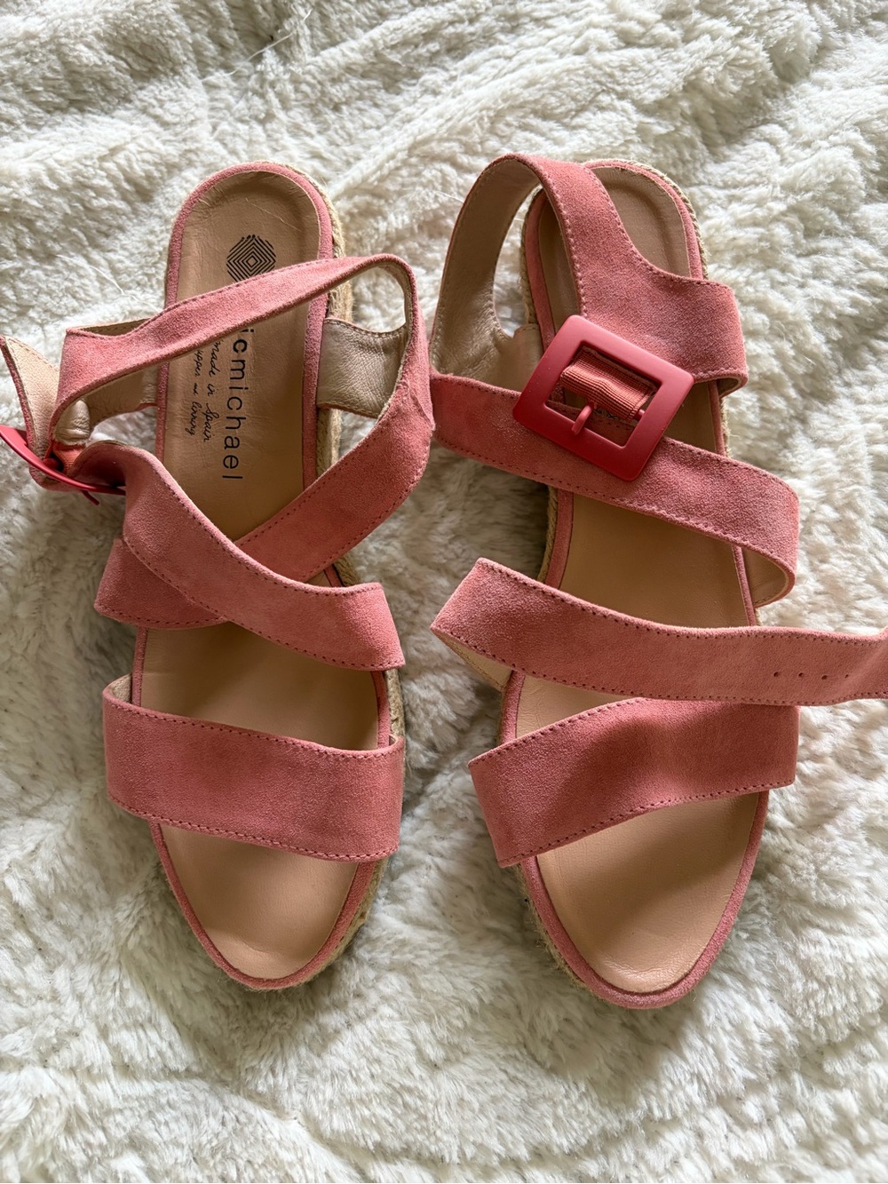 Eric Michael Lidia Pink Suede Strappy Sandals. Never worn